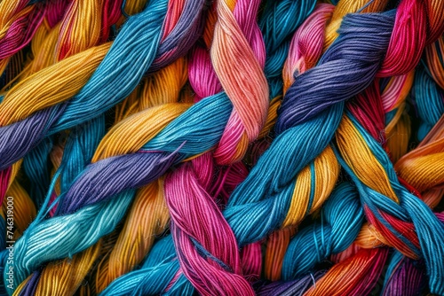 Microscopic image of textile fibers interweaving colorful threads detailed texture stock photo aesthetic photo