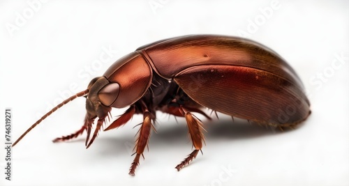 Close-up of a brown beetle with a glossy shell © vivekFx