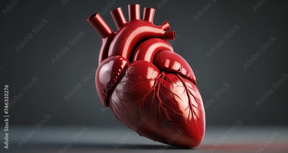  A vivid illustration of a human heart, symbolizing love and vitality