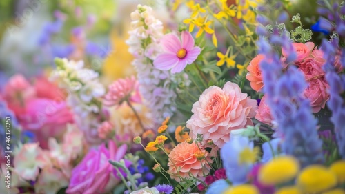 colorful flowers Bright colors of flowers blend in the background.