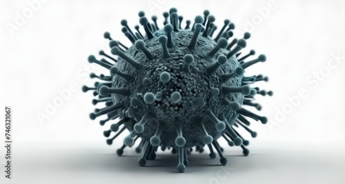  Viral menace - A 3D rendering of a virus with protruding spikes