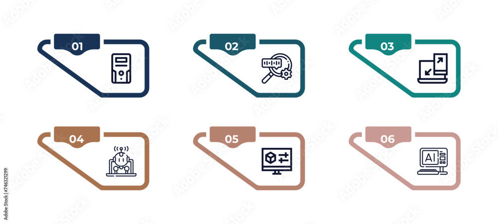 outline icons set from computer concept. editable vector included pc ...