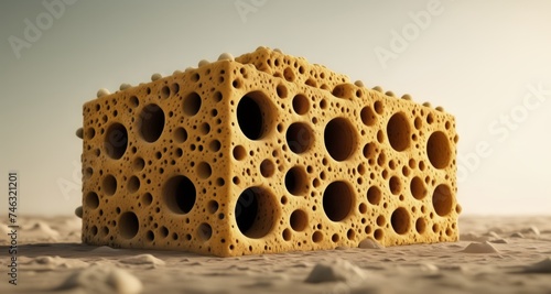  Abstract 3D structure with holes, perfect for architectural or design concepts