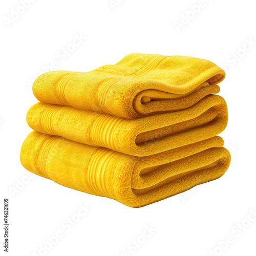 Packed yellow Towels isolated on Transparent Background