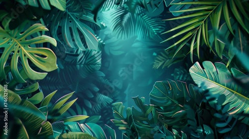 Natural leaves, green tropical forest, photo concept. © Tong