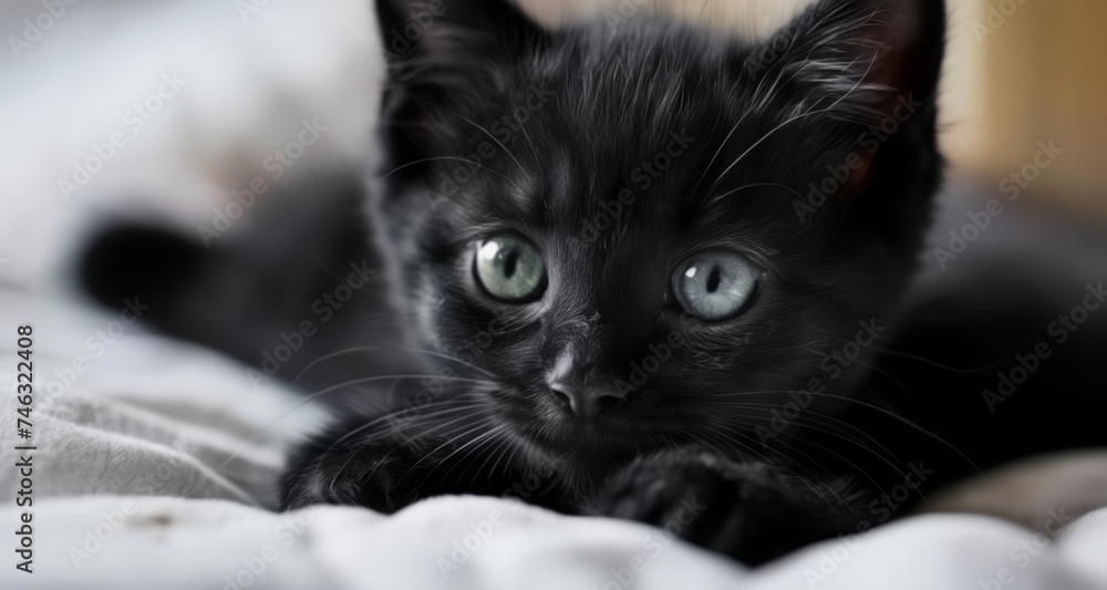  Adorable black kitten with striking blue eyes