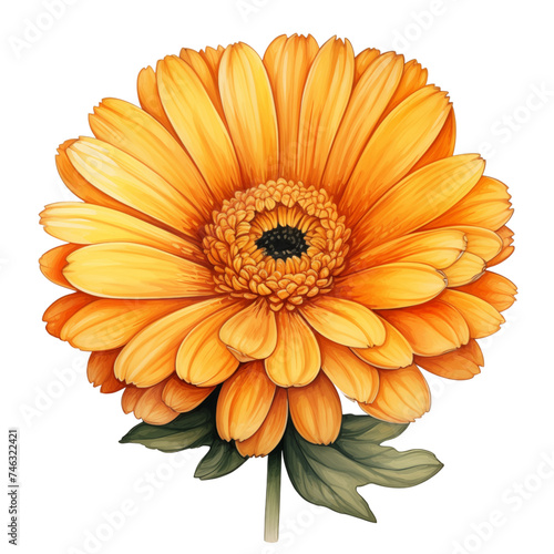 Yellow gerber daisy isolated on transparent background