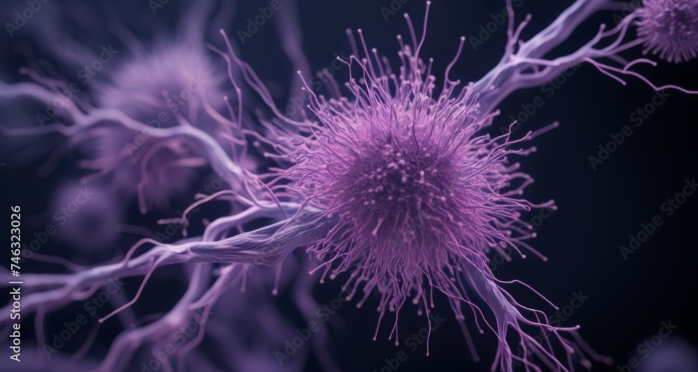 Fototapeta premium Vibrant Neurons - A Close-Up Look at the Brain's Electrical Wiring