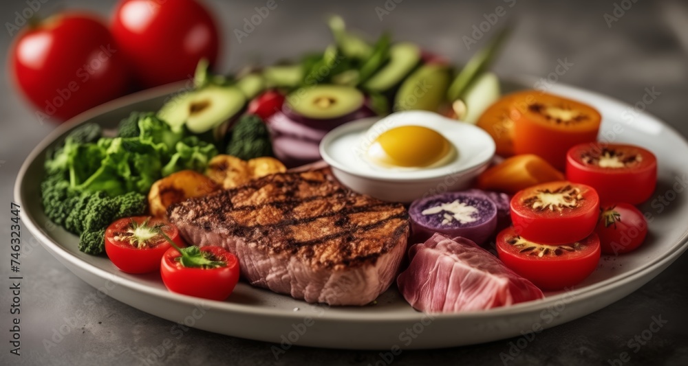 Deliciously balanced meal with a variety of vegetables and protein Deliciously balanced meal with a variety of vegetables and protein