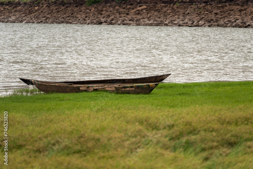 Lake and boat near Tamale  Ghana
