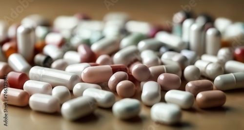  A multitude of colorful pills, a symbol of healthcare and wellness