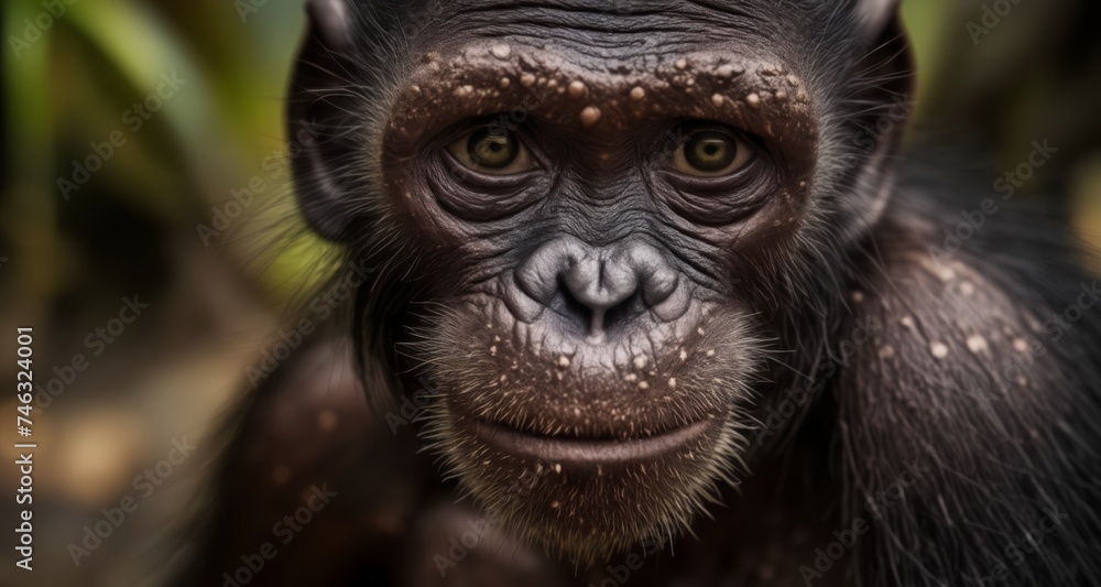 Intense gaze of a majestic monkey in the wild Intense gaze of a majestic monkey in the wild