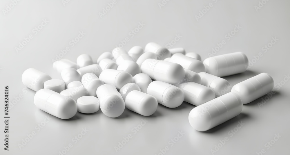  A collection of white capsules on a surface