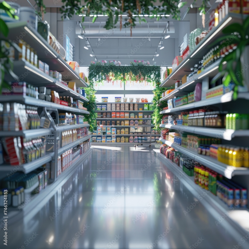Shelf product commodity supermarket blurred Abstract