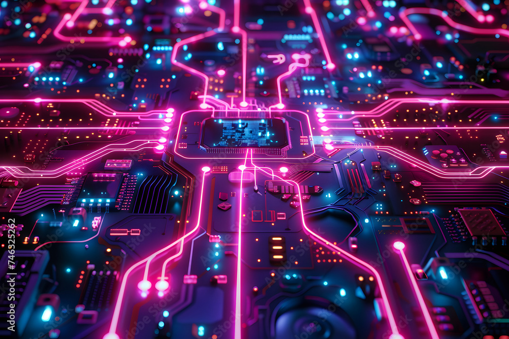 a neon circuit board background