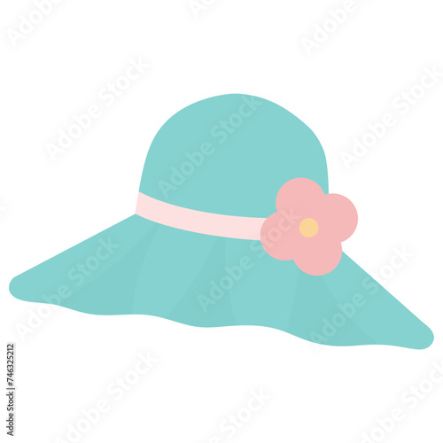 Colorful Summer Hat with Flower Isolated on White