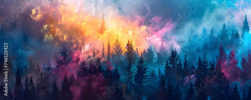 a colorful abstract forest background photo