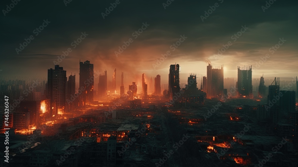 Obraz premium sunset over the city