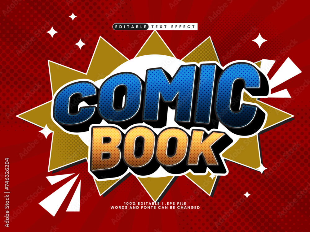 comic editable text effect with comic book text