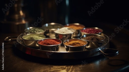 spices in a silver plate