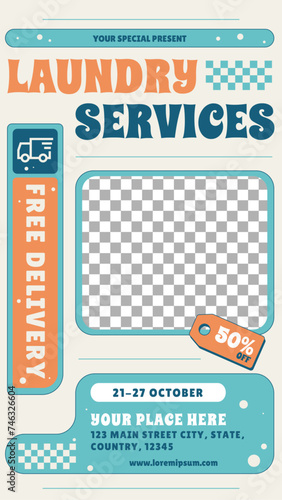 Retro Laundry Services Flyer Design