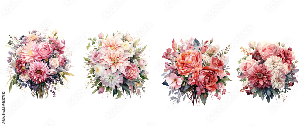 Beautiful Pink Floral Bouquet with Various Flowers in a Vase