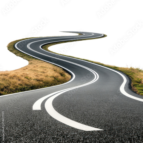 winding road curve pathway on transparency background PNG  © Sim
