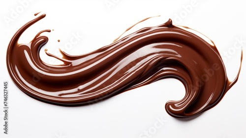 Hot melted chocolate swirl isolated on a white background