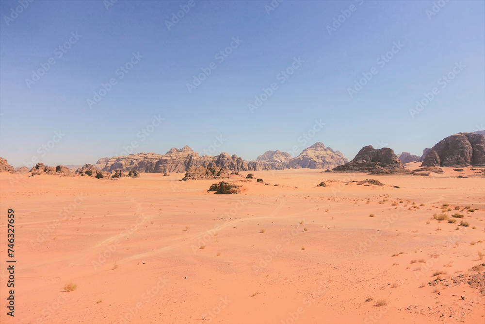 sand dunes in the desert. wadi rum desert country sand dunes in the desert. wadi rum desert country