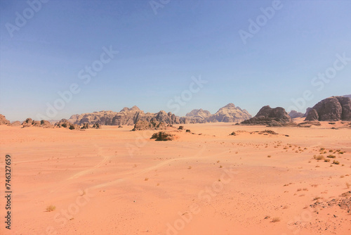 sand dunes in the desert. wadi rum desert country