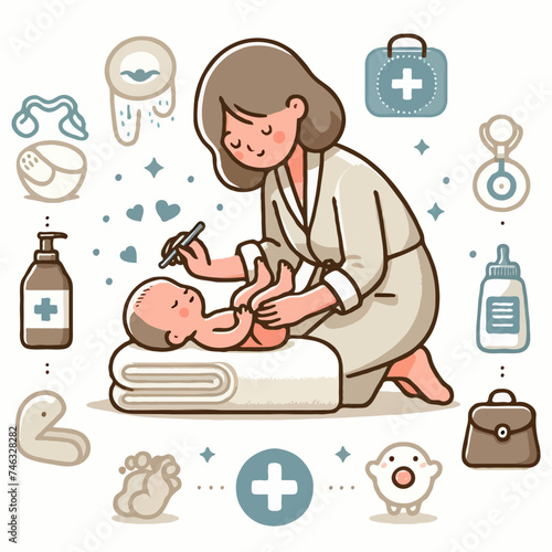 Baby nursing and caring  vector illustration for graphics design