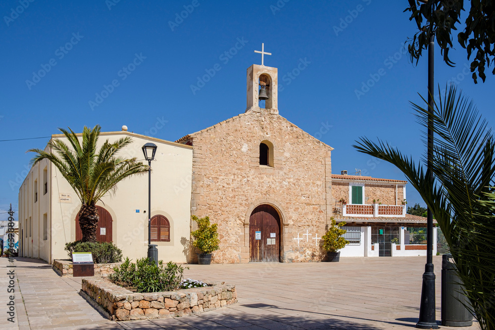 Obraz premium Church of Sant Ferran de ses Roques, Formentera, Pitiusas Islands, Balearic Community, Spain