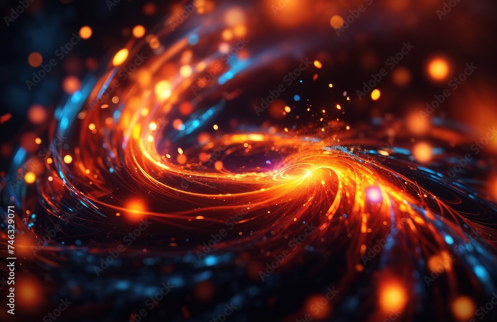 Fiery vortex, swirling with bright light and glowing particles Fiery vortex, swirling with bright light and glowing particles