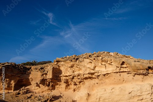 Can Marroig public estate, sandstone rock quarry, Formentera, Pitiusas Islands, Balearic Community, Spain