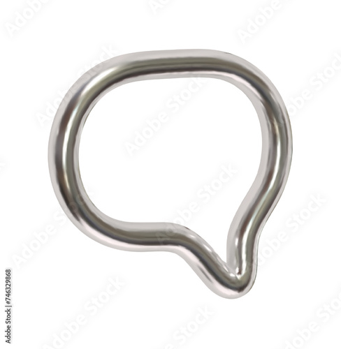 Silver Speech bubbles. Minimal silver metal chat dialog bubble line Icon. Realistic 3d design isolated on white background. Vector illustration