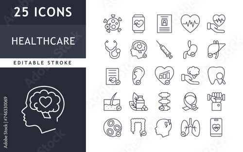 Medical icons set. Health care icons collection. vector illustration. editable stroke