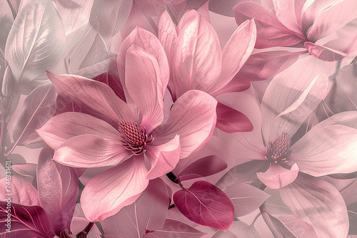 Pink blooming magnolia flower abstract close-up