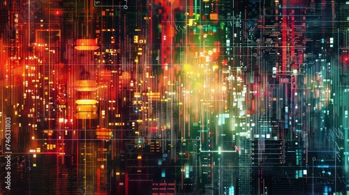 Wallpaper Mural neon lights. Silhouettes of tropical rectangle, polygon frame, key, music, leaf, colorful smoke Torontodigital.ca