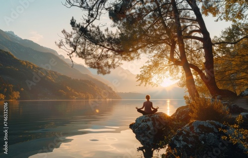 Tranquil Lake Meditation at Sunrise - Mindfulness Retreat