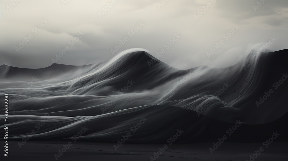 Black/dark grey, abstact mountains, mobile wallpaper