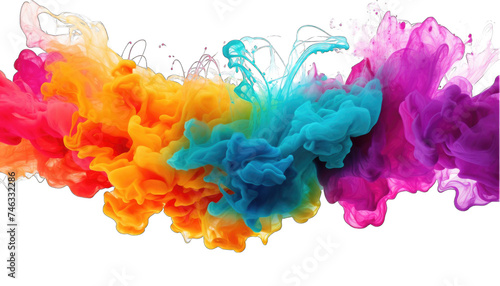 Explosion of colorful rainbow paint smoke png