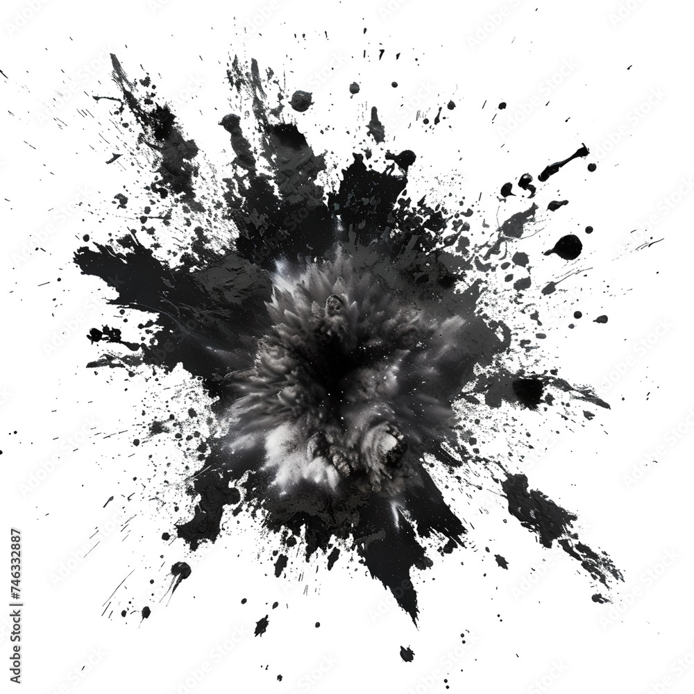 Dark Bloom, Monochrome Floral Explosion Pattern, isolated on transparent background, Generative AI Dark Bloom, Monochrome Floral Explosion Pattern, isolated on transparent background, Generative AI