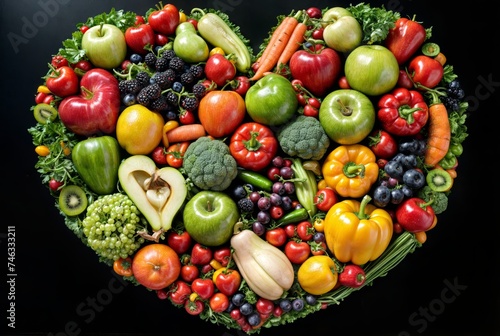 Assorted fresh fruits and vegetables in a basket