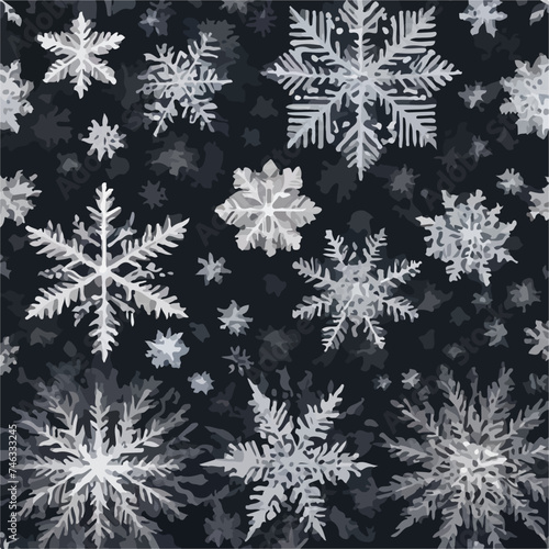 Seamless pattern colorful Winter snowflakes and frosty white vector illustration.