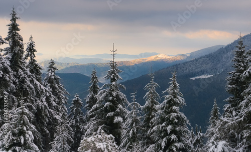 Snowy hills .. Somewhere in Carpathian mountains