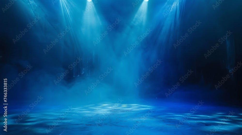 Blue stage light background. Generative Ai
