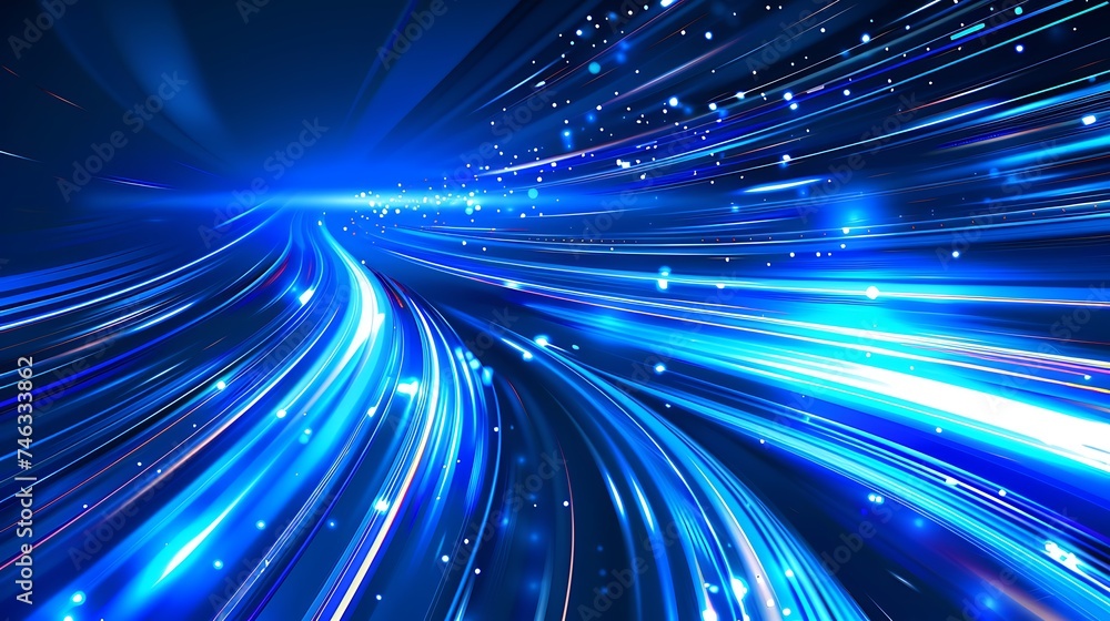 Blue technology background with motion neon light effect. Generative Ai Blue technology background with motion neon light effect. Generative Ai