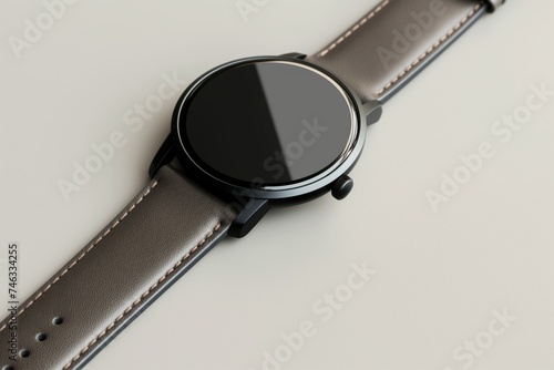 Smartwatch with a sleek black design, blank screen, epitomizing modern wearable technology photo