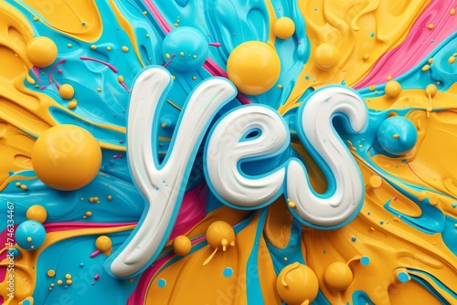 The inscription is YES. Multicolored lettering in colors YES. 3d illustration