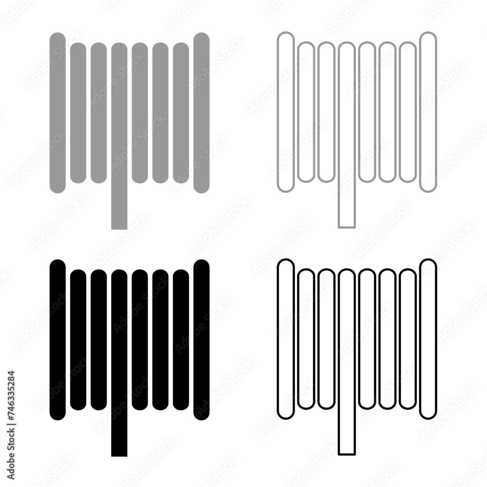 Cable coil wire reel spool set icon grey black color vector illustration image solid fill outline contour line thin flat style Cable coil wire reel spool set icon grey black color vector illustration image solid fill outline contour line thin flat style